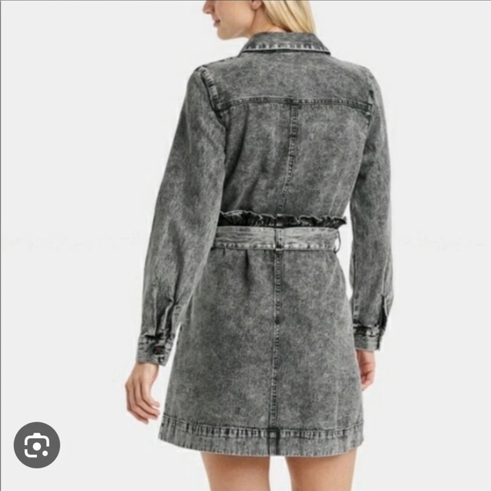 Who What Wear Charcoal Denim Shirt Dress - Picture 2 of 12